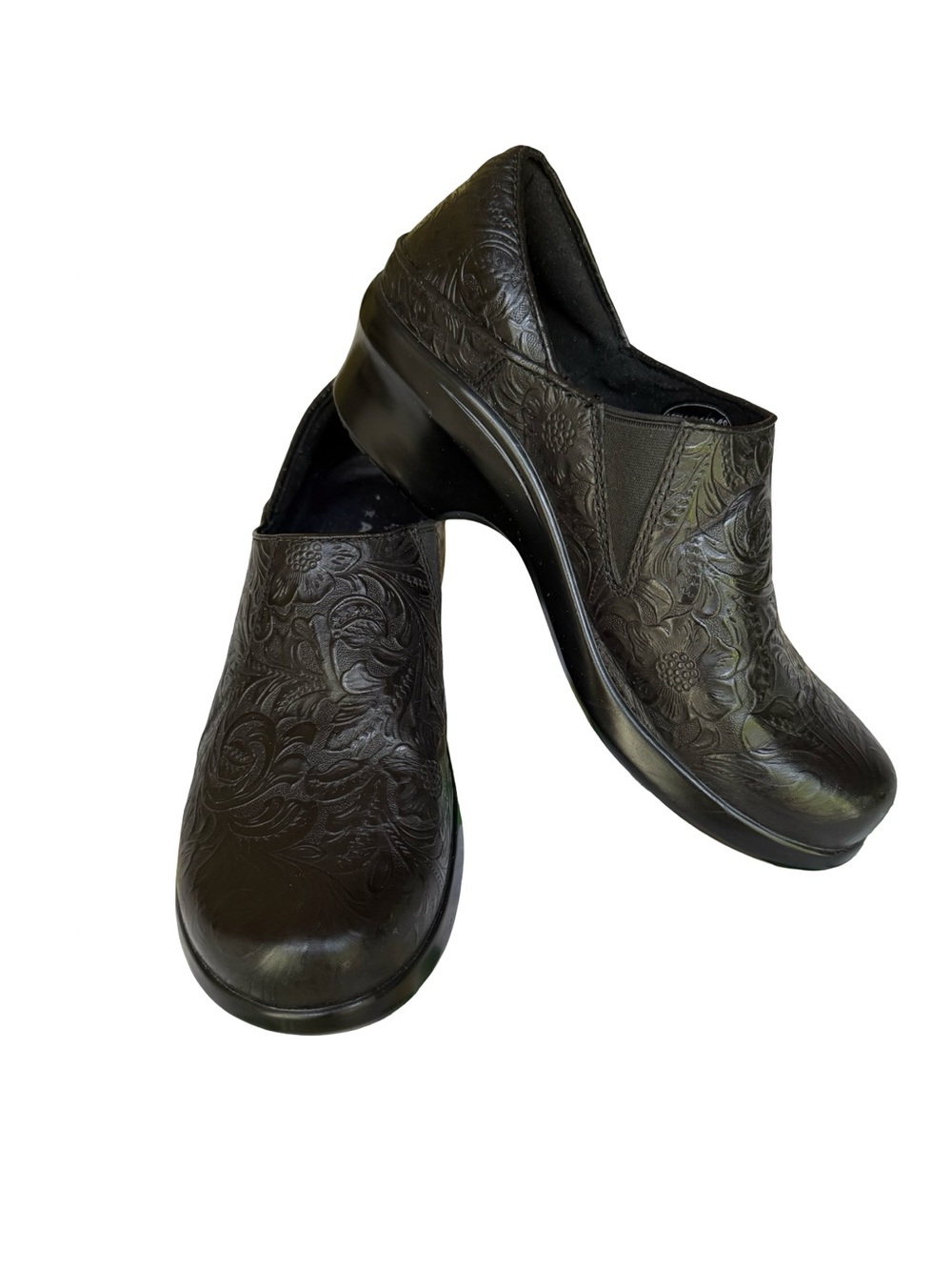 Ariat Work Women's Black Tooled Leather Slip Resistant Clogs Size 8 B